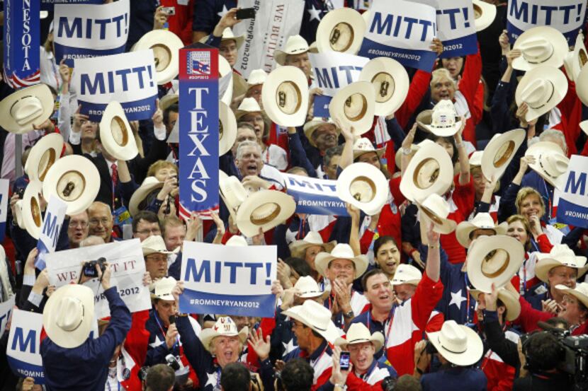 Members of the Texas delegation cast their votes for Mitt Romney during the presidential...