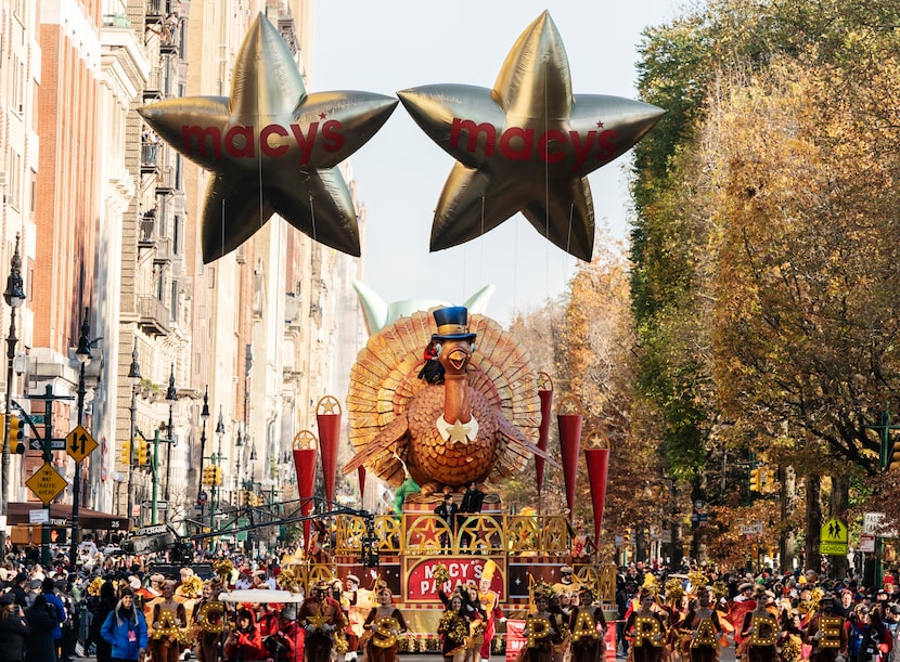 FILE - The Tom Turkey float leads the way down Central Park West during the Macy's...