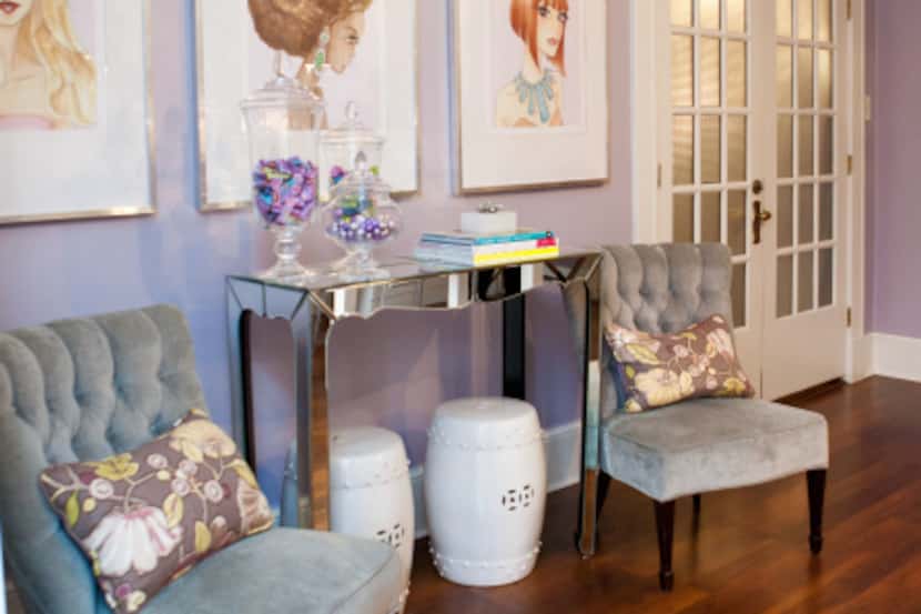 A feminine rooms starts with a soft, sophisticated color palette, such as lavender and gray.