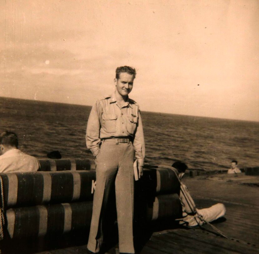 
Leroy Parramore, then 22 years old, leaves China after World War II on an aircraft carrier....