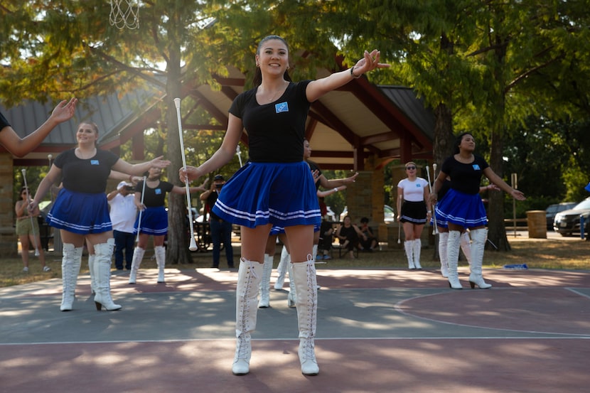 Comite Civico Centroamericano cachiporrista, Alejandra Rodriguez (center), practices at...