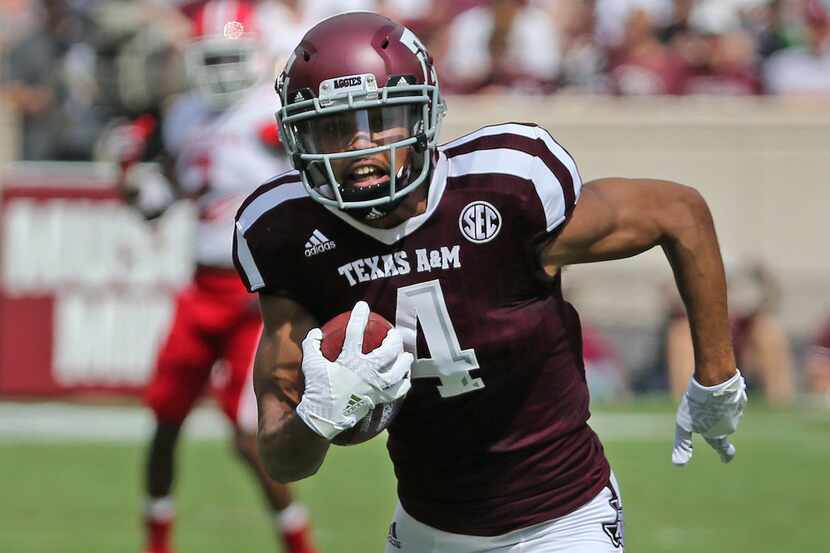 Texas A&M Aggies wide receiver Damion Ratley (4) is pictured during the Louisiana Lafayette...