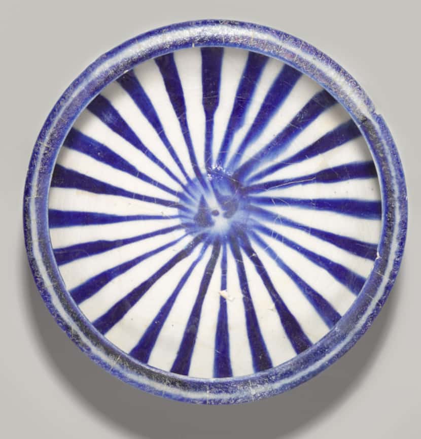 Blue and White Bowl, 13th Century Iran, Kashan Fritware, painted in cobalt blue under...