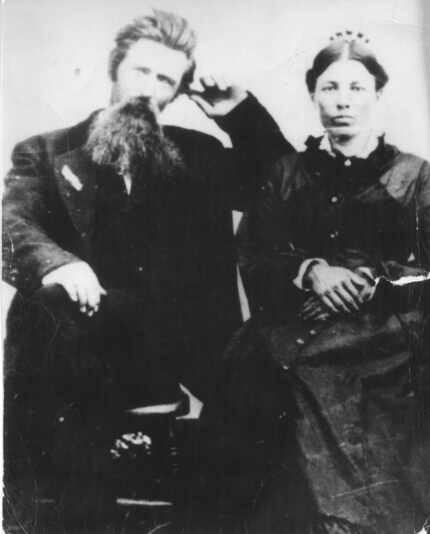 Charles and Caroline Ingalls in the late 1870s or early 1880s. Caroline is wearing a comb in...