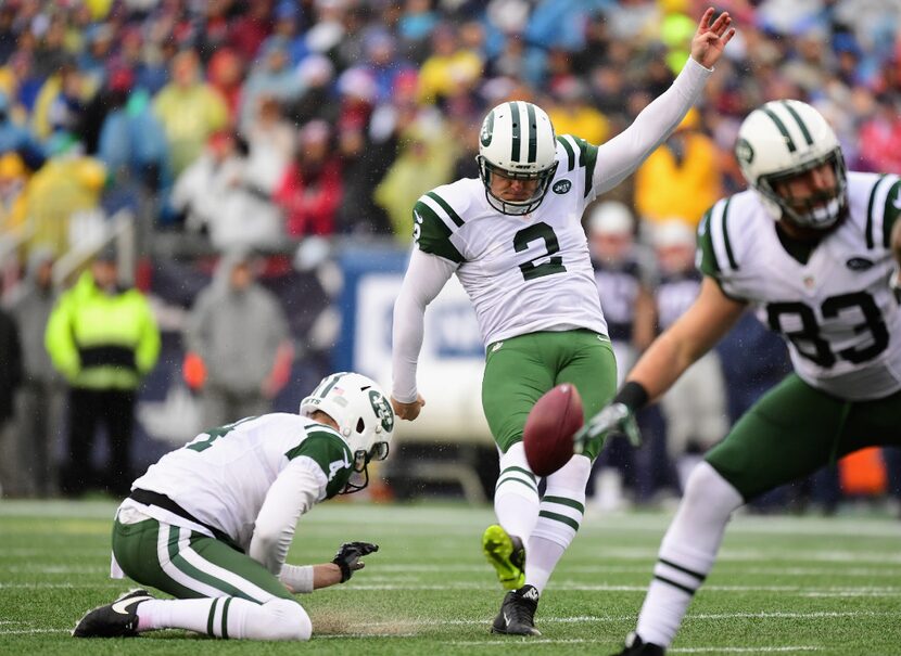 FOXBORO, MA - DECEMBER 24: Nick Folk #2 of the New York Jets misses a field goal attempt...