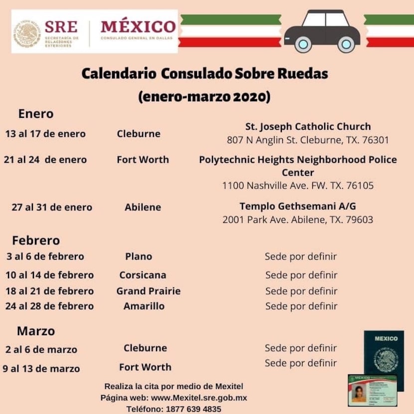 Las citas para estas jornadas estarán abiertas una semana antes, en el sistema Mexitel.