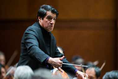Conductor Miguel Harth-Bedoya leads the Fort Worth Symphony Orchestra during their Gala...
