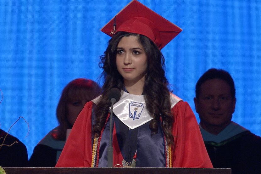 Valedictorian Larissa Martinez revealed to a graduation crowd of around 5,000 people that...