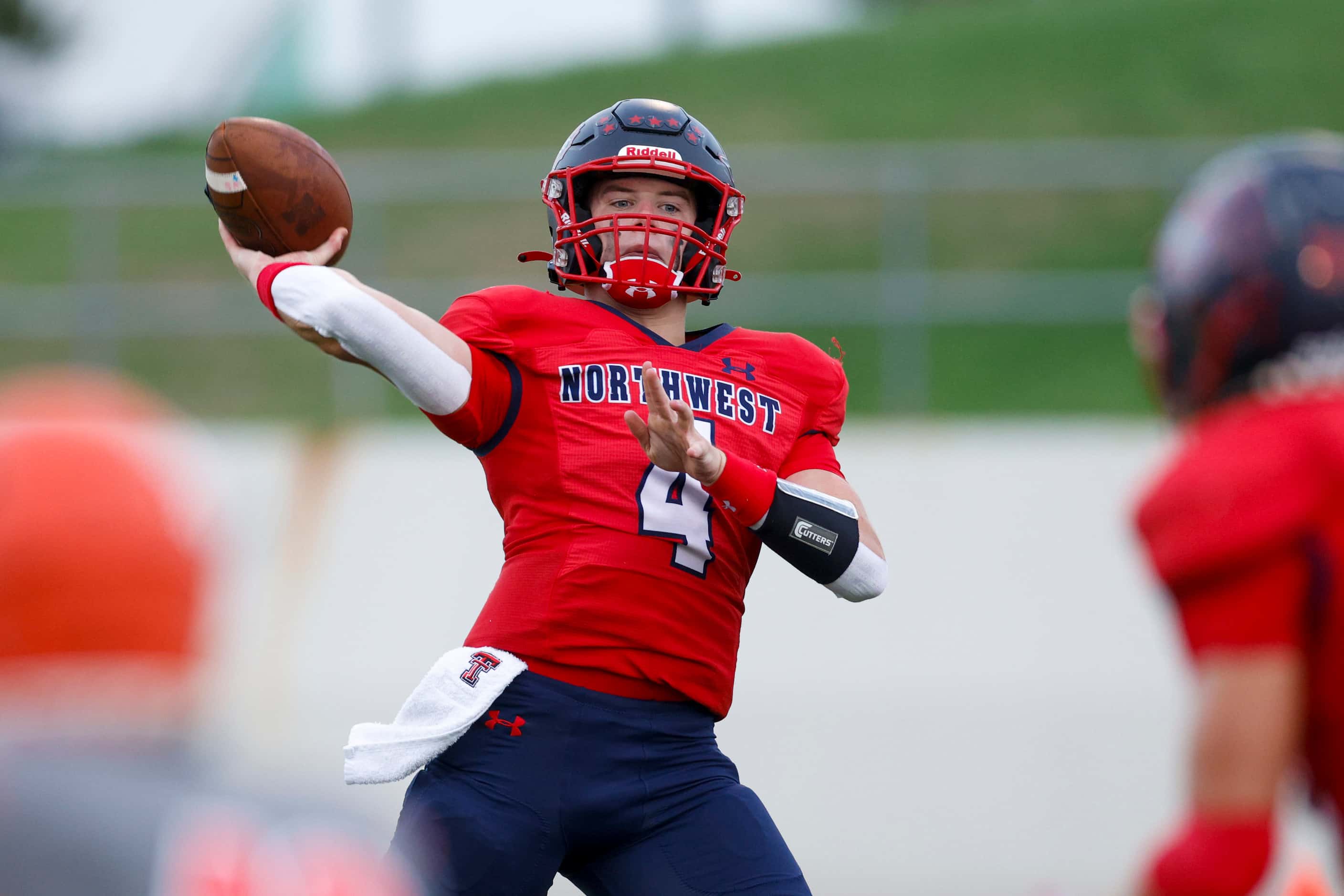 Justin Northwest quarterback Jake Strong (4) throws the ball during the second quarter of a...