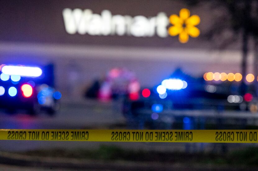 Police tape cordons off the scene of a fatal shooting at a Chesapeake, Va., Walmart Tuesday,...