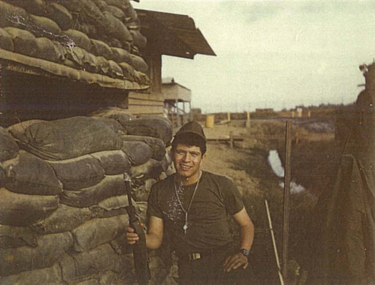 Eddie Reyes at the Tay Ninh Base Camp in Vietnam in December, 1969. 