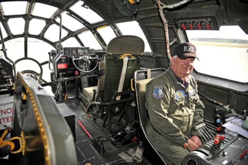 
Dan Owens sits in the flight engineer’s seat of “Fifi,” a B-29 Superfortress that is part...