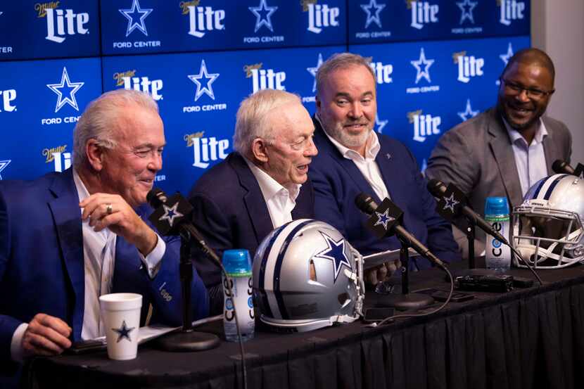 Dallas Cowboys owner Jerry Jones speaks at a press conference announcing former Tulsa OT...