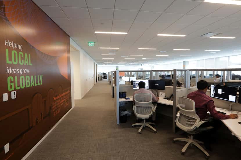 At the new JPMorgan Chase campus in Plano and other offices, many employees just grab a...