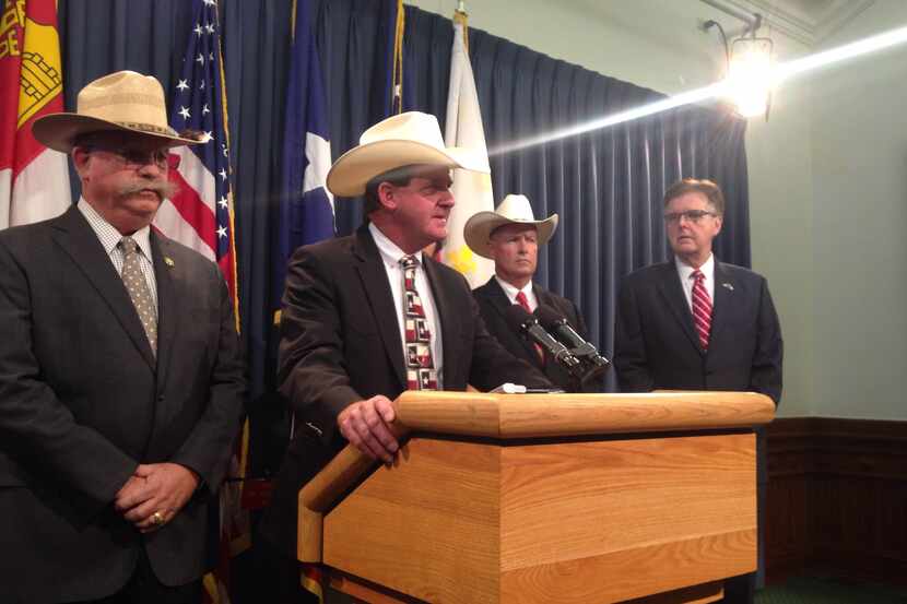 Jackson County Sheriff A.J. Louderback speaks at a Capitol news conference on Aug. 5, 2015....