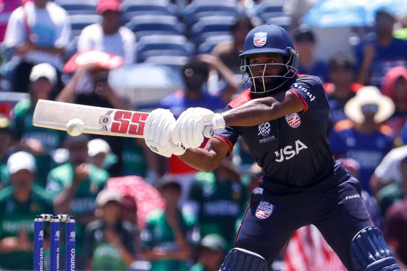 United States' Aaron Jones bats during  ICC Men's T20 World Cup cricket match against...