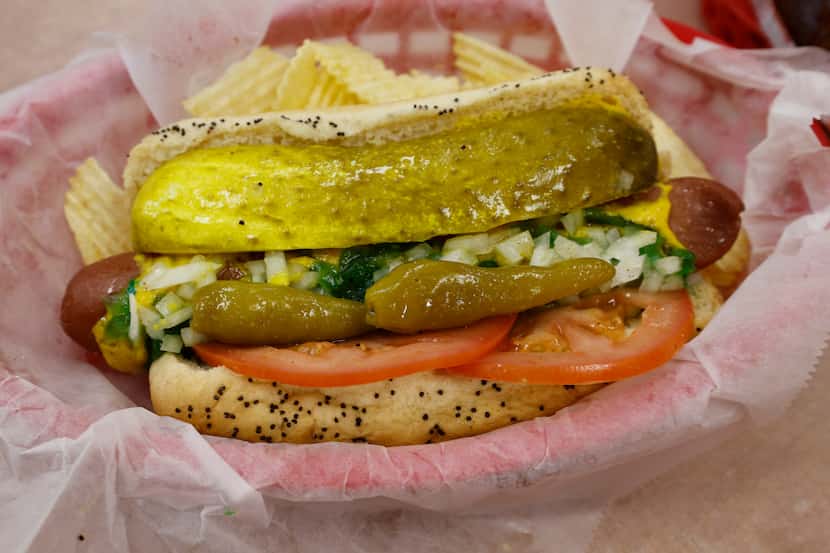Weinberger's Deli offers a Chicago-style hot dog.