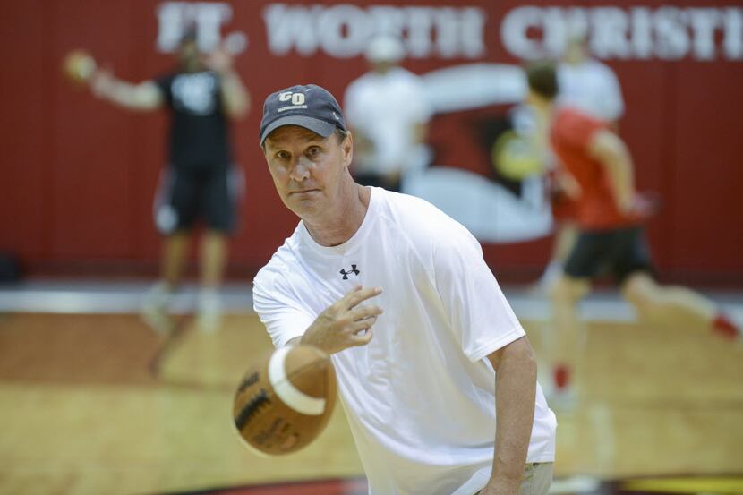 Sam Harrell, pictured in 2014 when he was the offensive coordinator at Fort Worth Christian,...