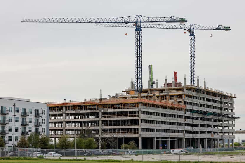 Construction continues on Ryan Tower on March 28 in Plano.