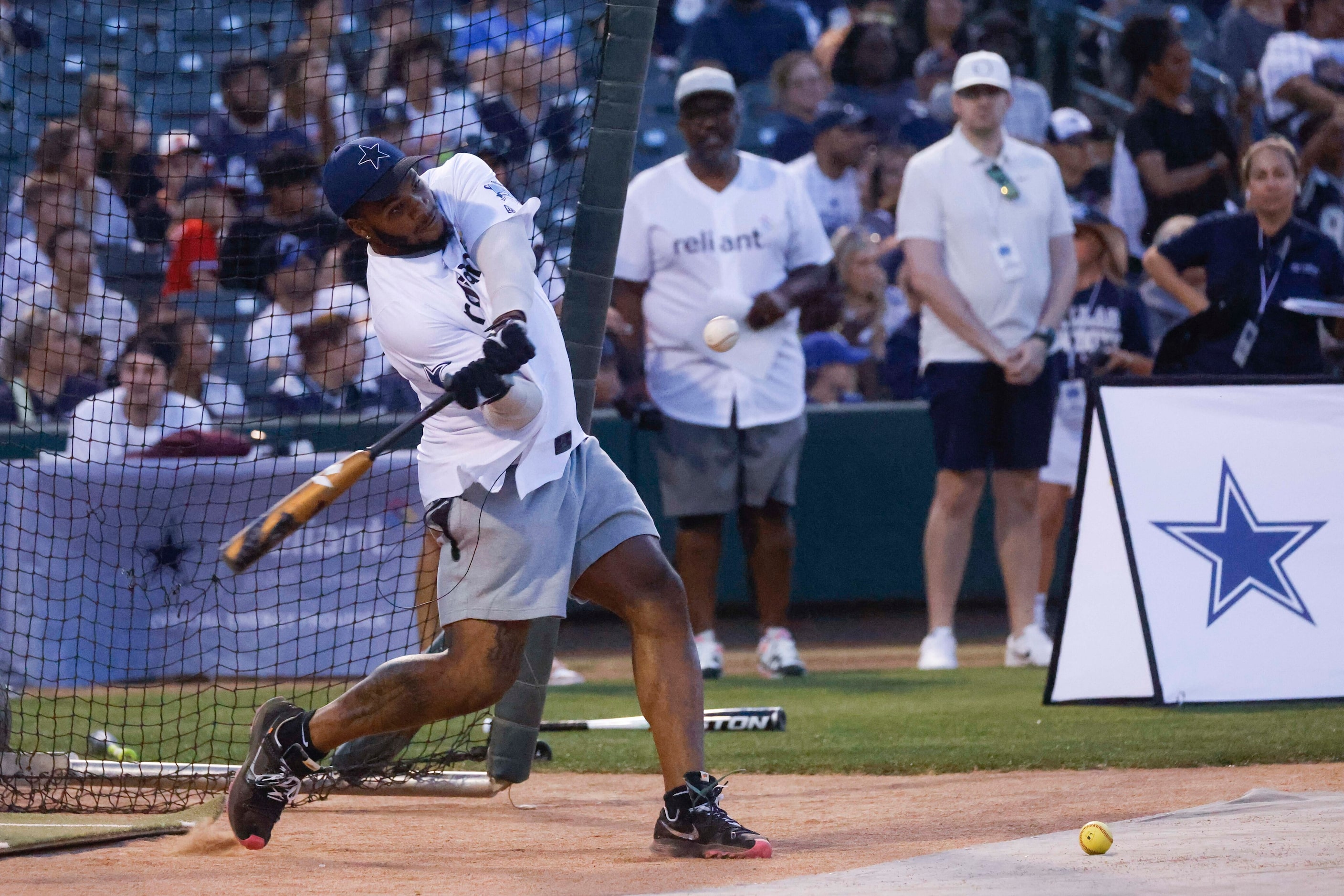 Dallas Cowboys linebacker Micah Parsons hits during the annual home run derby  Wednesday,...