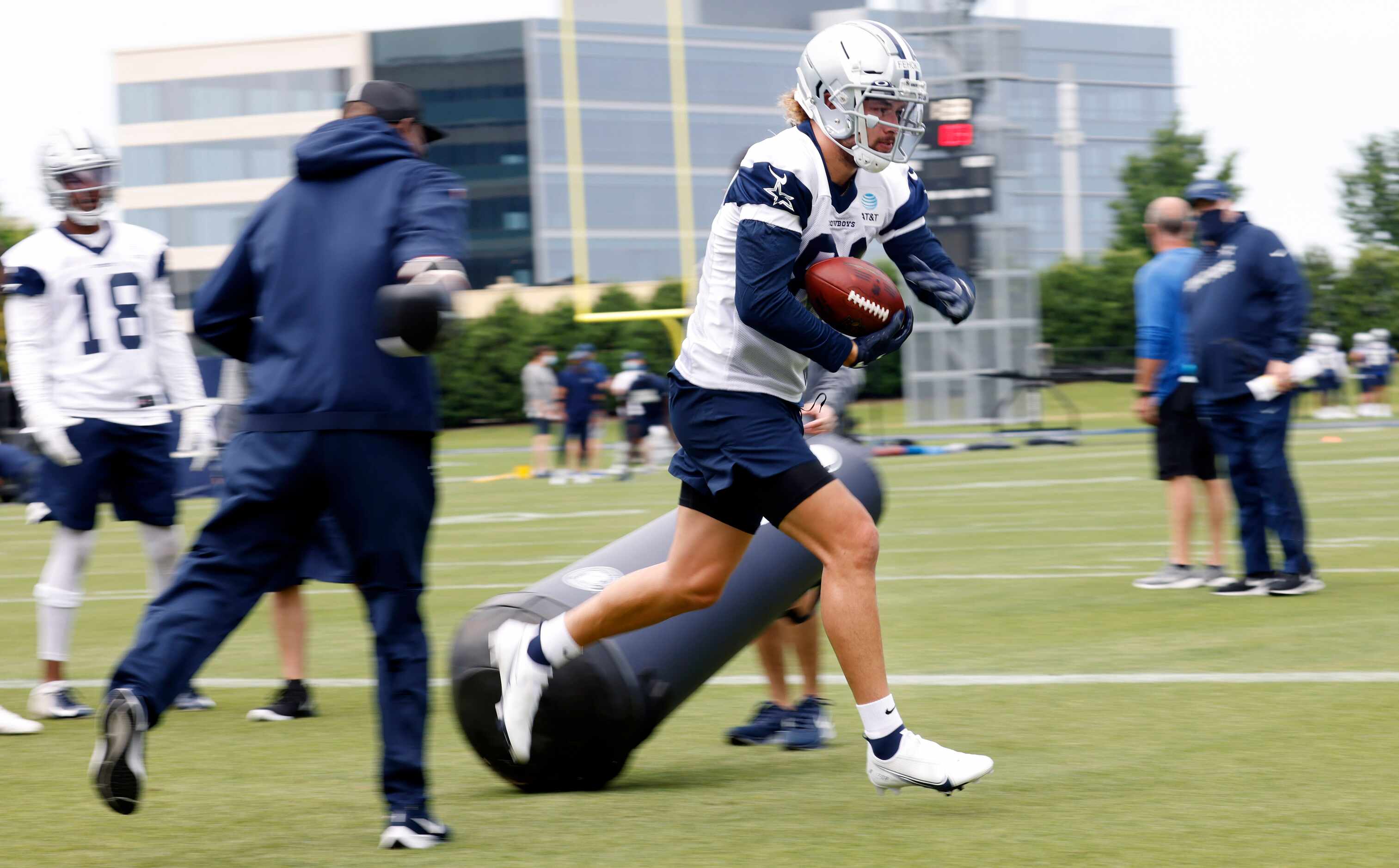 Dallas Cowboys rookie wide receiver Simi Fehoko (81) carries the ball during a rookie...
