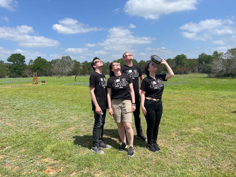 Flynn Jablonski (from left) came to witness the eclipse with his mom Andrea, Jablonski, ...