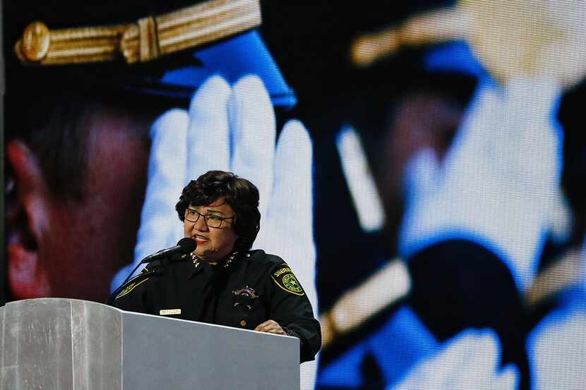 Dallas County Sheriff Lupe Valdez spoke at the 2016 Democratic National Convention at Wells...