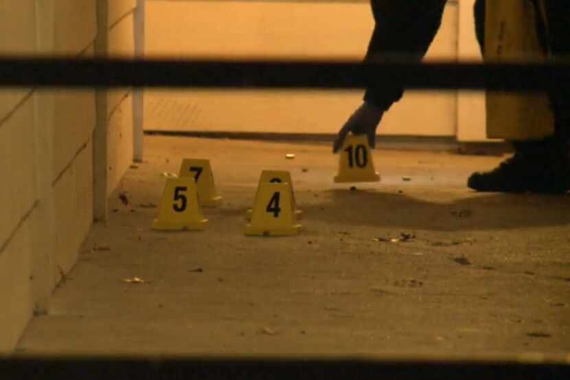 An image from the scene of an apartment complex in east Oak Cliff where an 18-year-old woman...