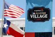 A banner of Capital One All-Star Village photographed ahead of MLB All-Star Game on...