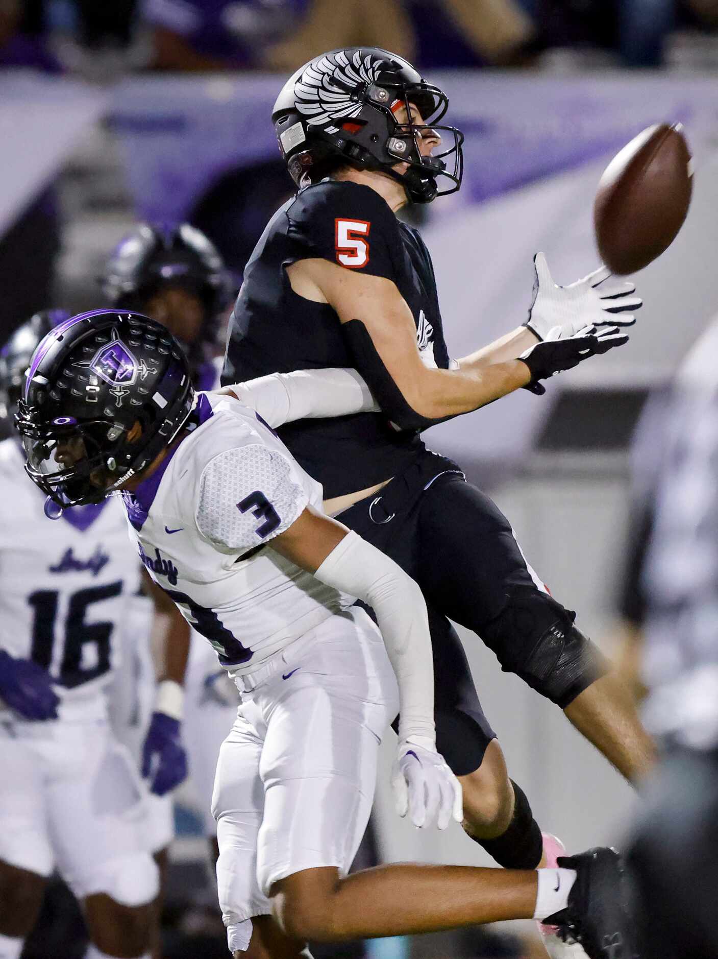 Frisco Independence defensive back Christian Gibson (3) helped Argyle receiver Will Hodson...
