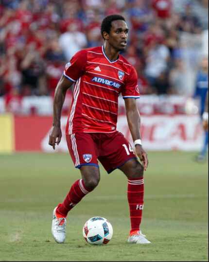 Atiba Harris on the ball for FC Dallas vs. Real Salt Lake 6-25-16