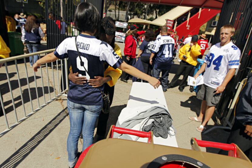 Dallas Cowboys fan Courtney Koga was patted down before last week’s game against the 49ers...