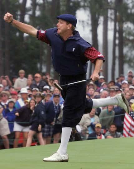 FILE - Payne Stewart celebrates after winning the U.S. Open golf championship at Pinehurst...