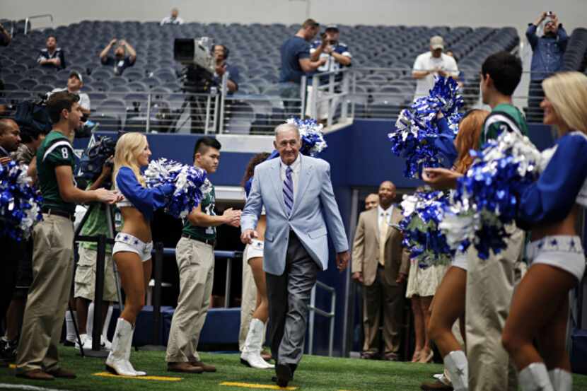 New Dallas Cowboys defensive coordinator Monte Kiffin is introduced during the Cowboys...