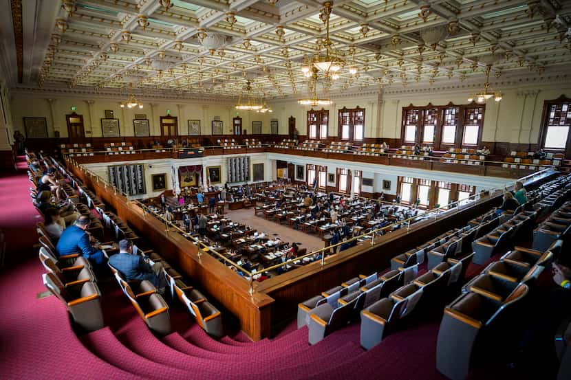 A general view of the House Chamber at the Texas Capitol during the 87th Texas legislature...