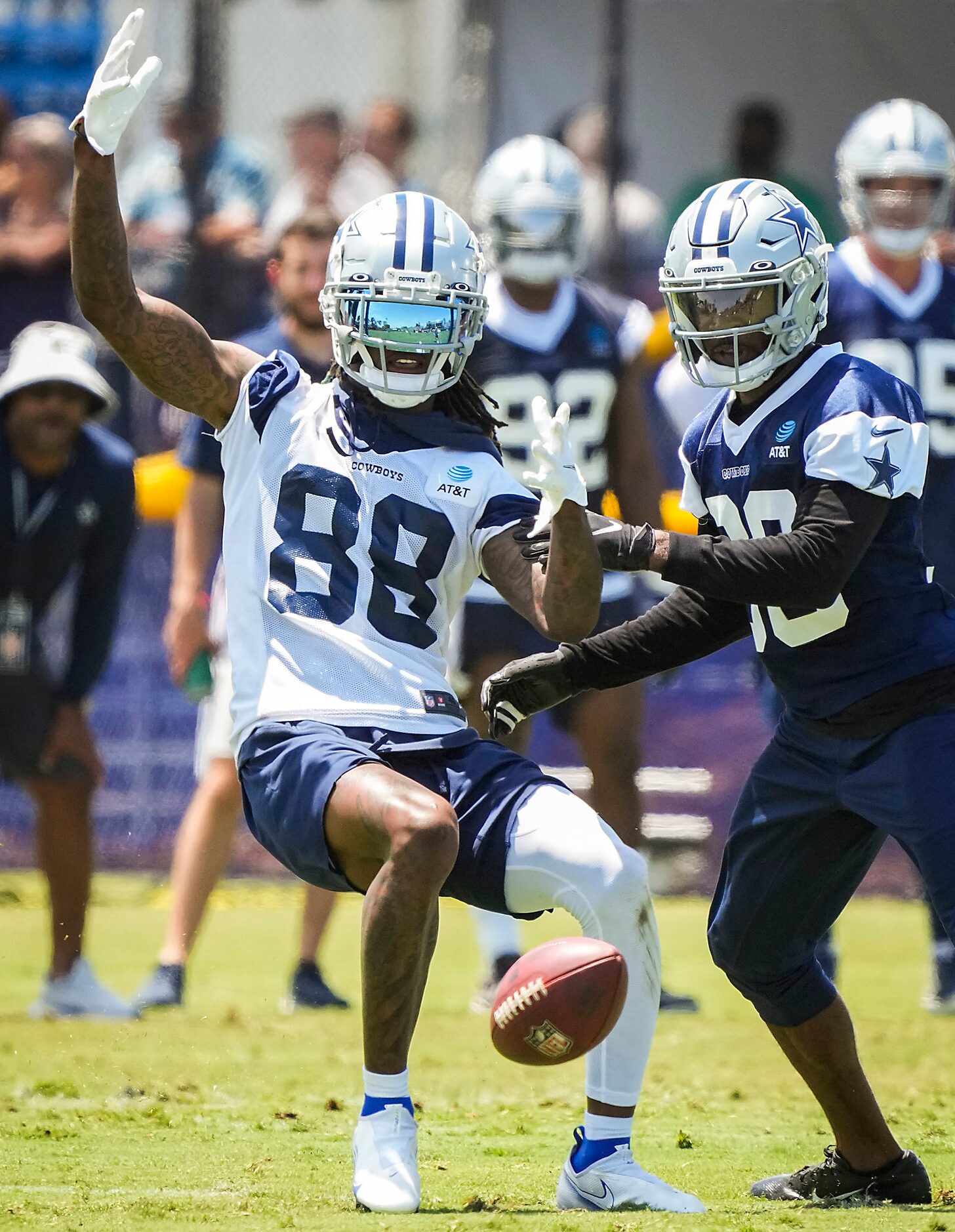 Dallas Cowboys cornerback Anthony Brown (30) breaks up a pass intended for wide receiver...