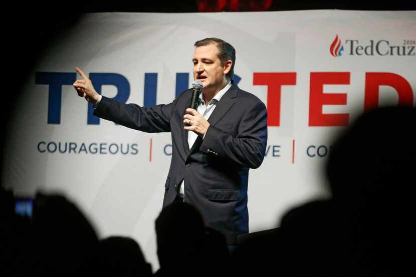  Republican presidential candidate Sen. Ted Cruz speaks to the crowd during a rally at...