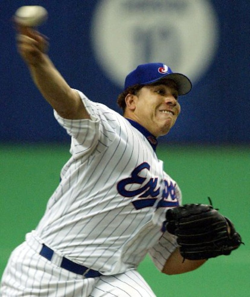 Montreal Expos' pitcher Bartolo Colon fires against the Los Angeles Dodgers in Montreal, in...