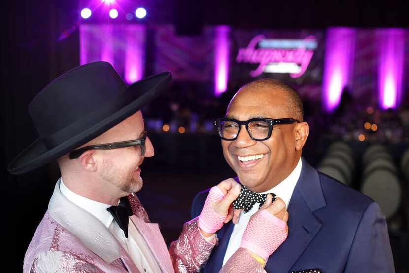 Power couple: Nordstrom personal stylist Jon Adams, left, with his partner Terry Loftis,...