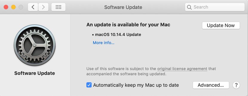 Apple's Mac OS Software Update system preference panel.