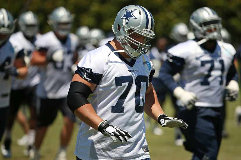 Dallas Cowboys guard Zack Martin (70) during a mandatory minicamp at The Star in Frisco,...