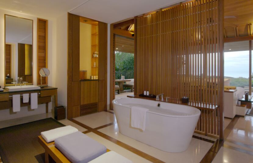Ocean Pavilion bathroom at the Amanyara Resorts in the Turks and Caicos Islands.