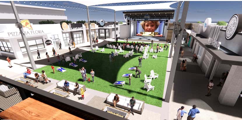 Restaurants at The Hub will surround a large open-air event space.