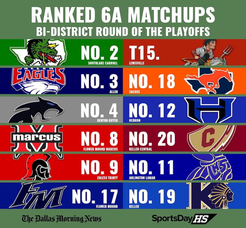 Ranked 6A matchups in the bi-district round of the playoffs.