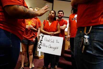 Ananna Anu (cq) meets with other members of her organization "Democratic Socialist of...