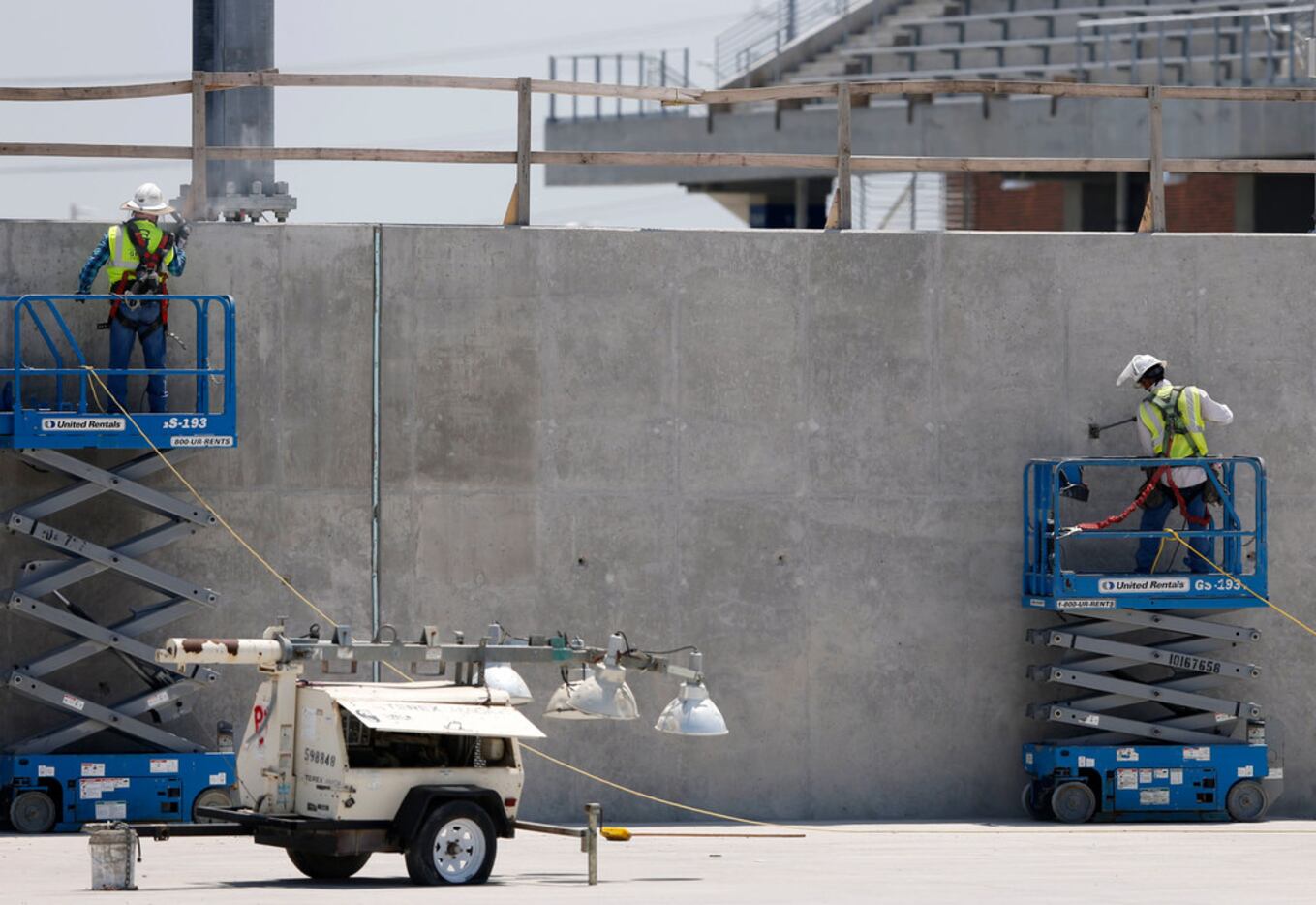 Construction continues at McKinney ISD Stadium on Friday. (Vernon Bryant/Staff Photographer)