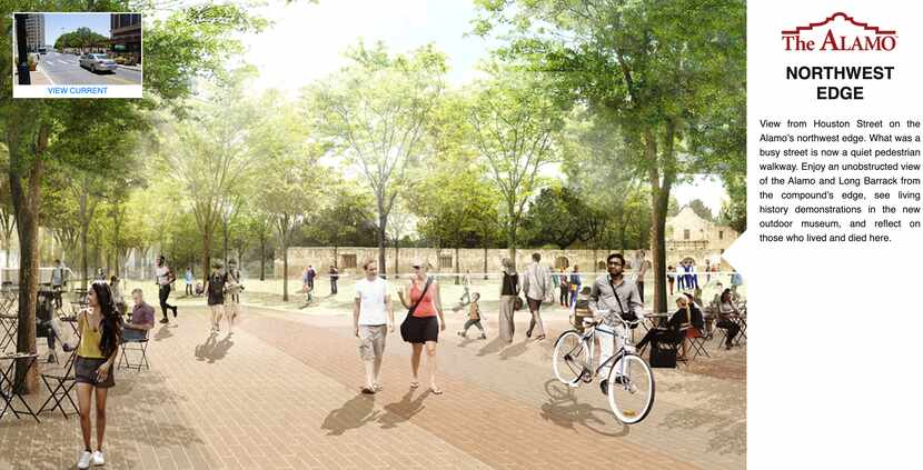 View of a pedestrian walkway planned at the Alamo's northwest edge. On Thursday, Lt. Gov....