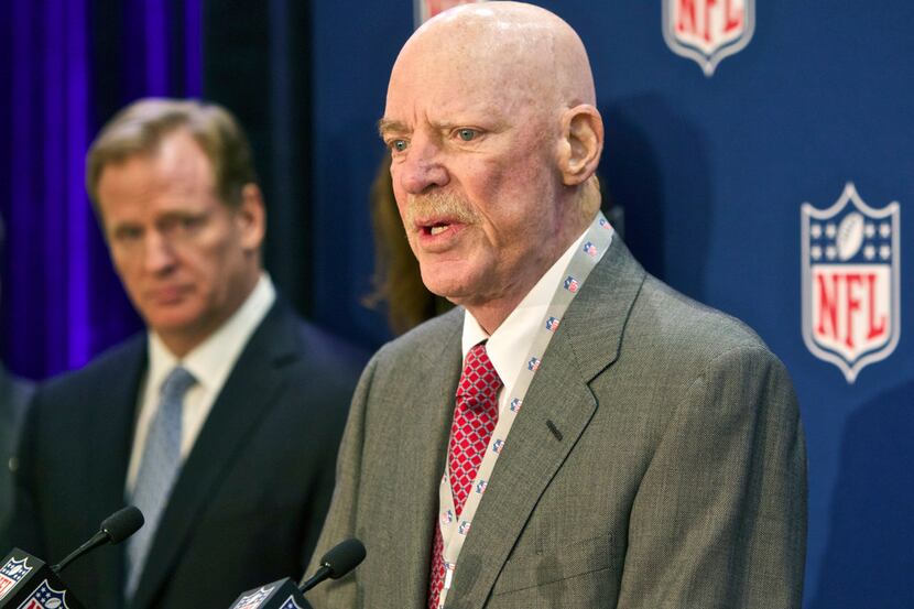 Houston Texans owner Bob McNair speaks at an NFL press conference in 2014 during an owners...