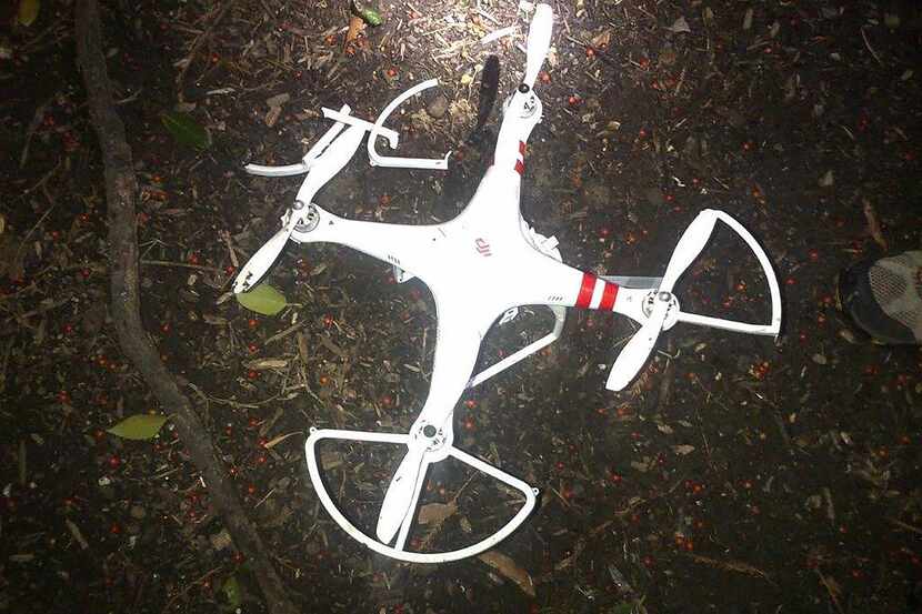 
A handout photo provided by the U.S. Secret Service shows a recreational drone that crashed...