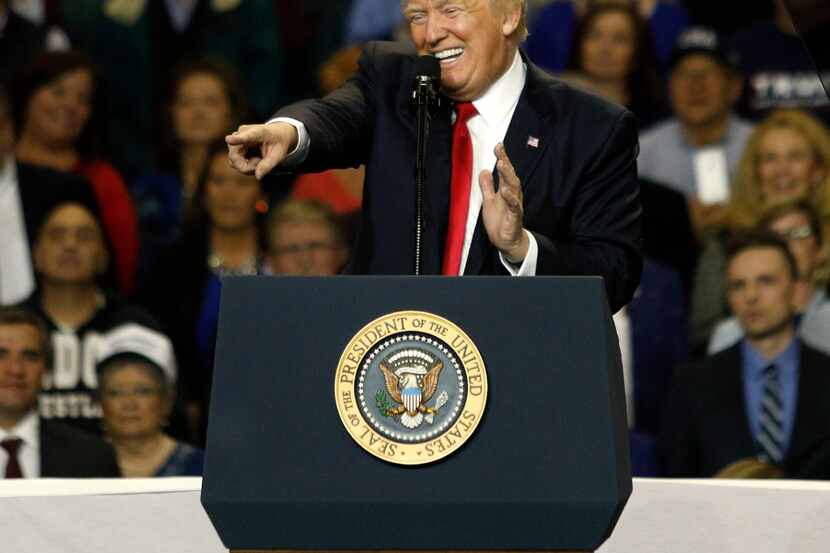 LOUISVILLE, KY- MARCH 20: U.S. President Donald Trump speaks during a rally in Freedom Hall...